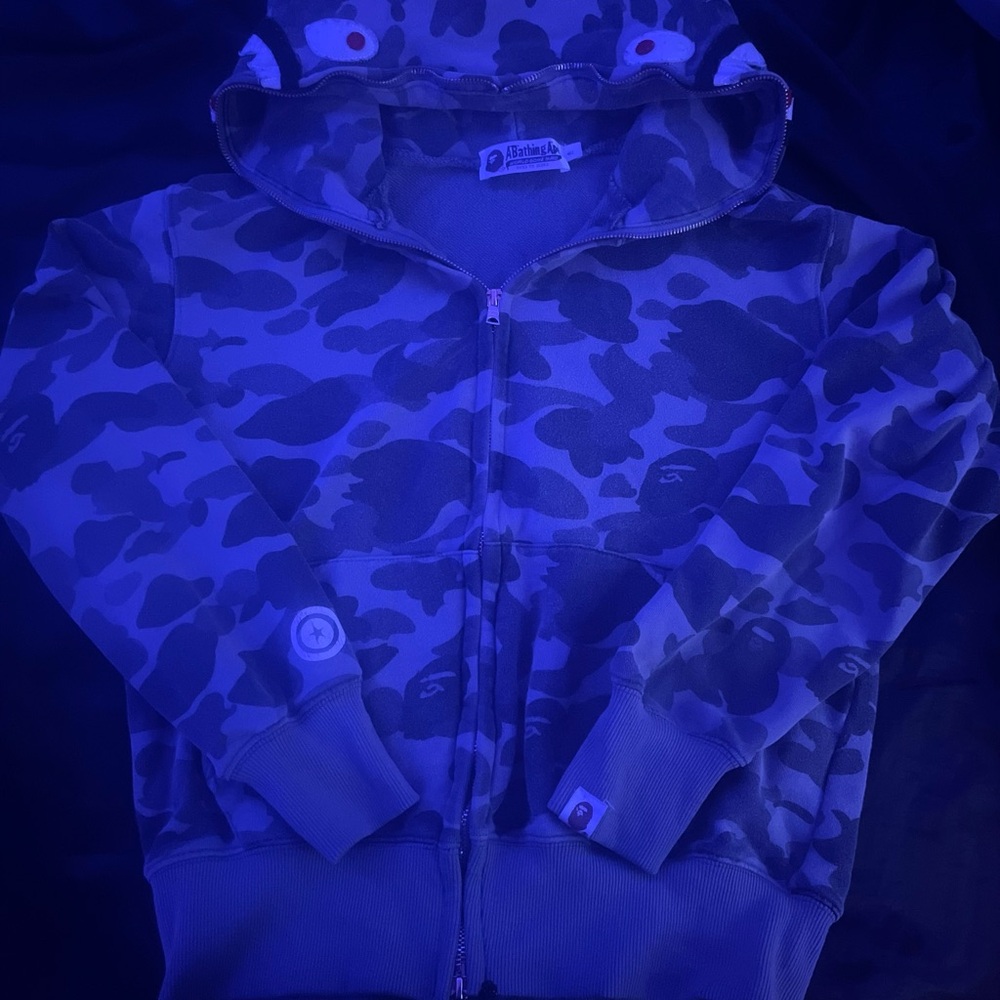 CAMO CRYSTAL STONE SHARK FULL ZIP HOODIE MENS